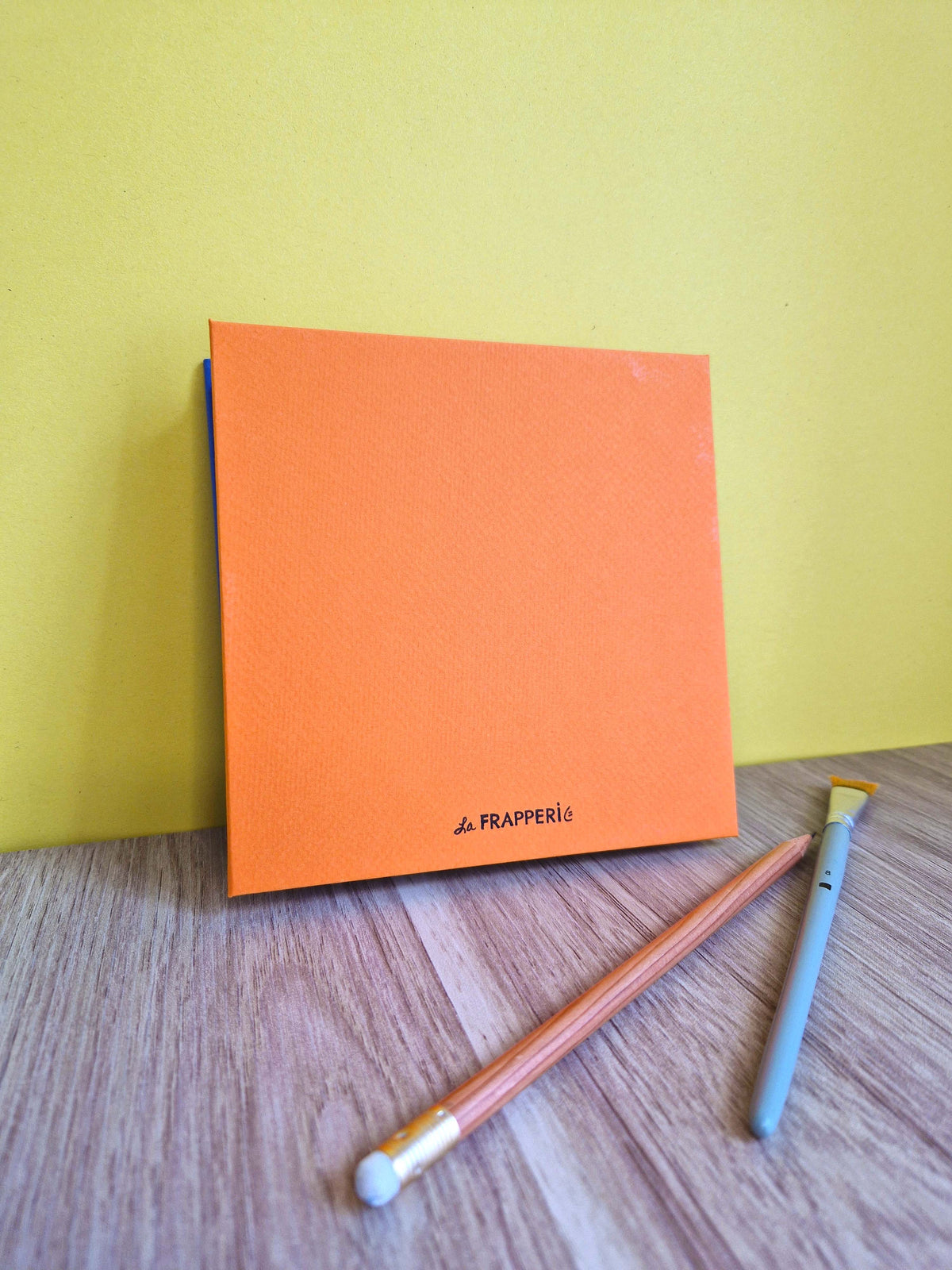 Carnet carré 15×15 aquarelle – Bleu marine & Orange