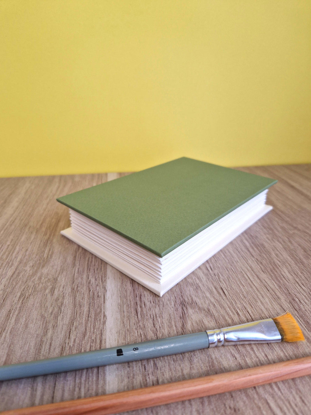 Carnet A6 aquarelle – Vert forêt & Blanc