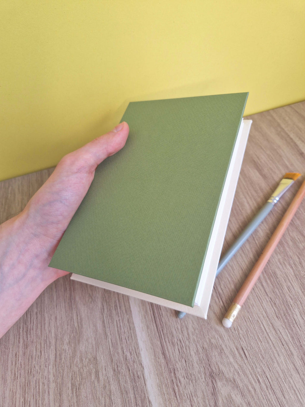 Carnet A6 aquarelle – Vert forêt & Blanc