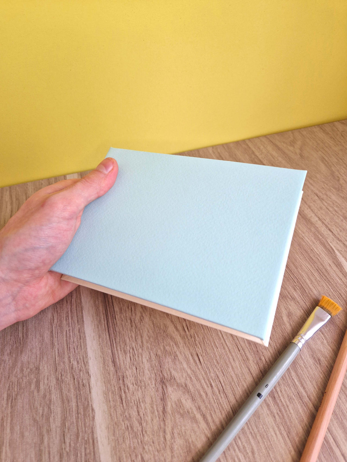 Carnet A6 aquarelle – Bleu céleste & Blanc