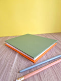 Carnet A5 aquarelle – Vert forêt & Orange