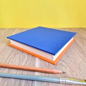 Carnet carré 15x15 - Bleu marine & Orange