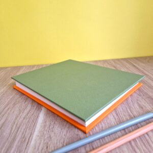 Carnet A5 aquarelle - Vert forêt & Orange